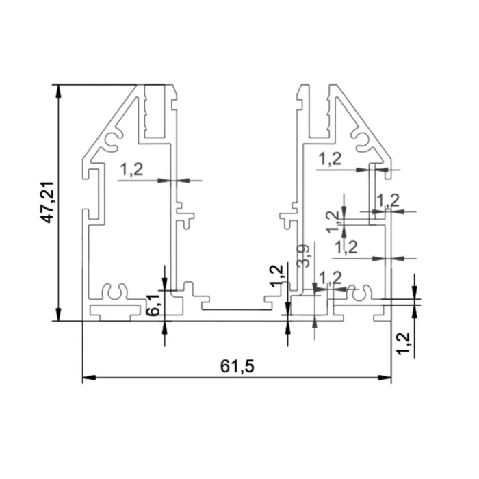 Магнітний трек під натяжну стелю 3м. чорний (Демпфер)